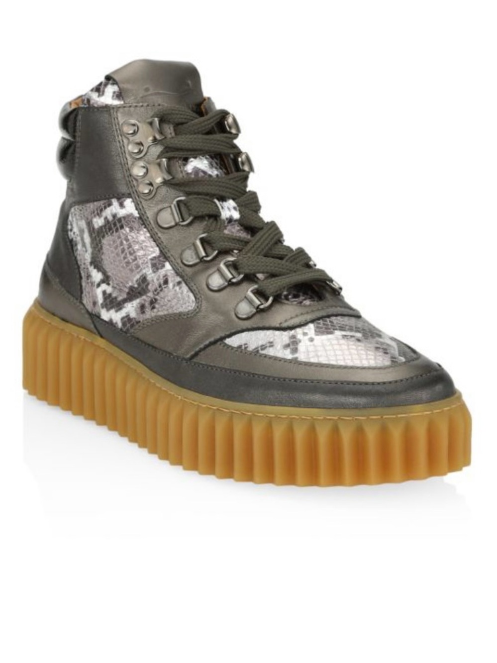 Voile Blanche Eva Hikers Leather Snakeskin Black Silver Gunmetal Gray Size 10